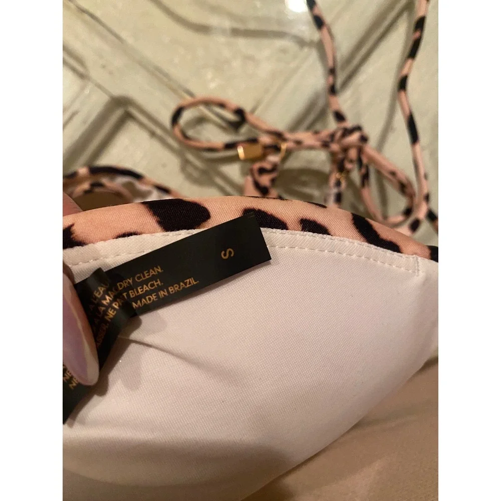 Triangl Triangle Bikini Set Women's Size S Velvet Leopard Print Spaghetti NWT
